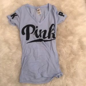 pink v neck t shirt